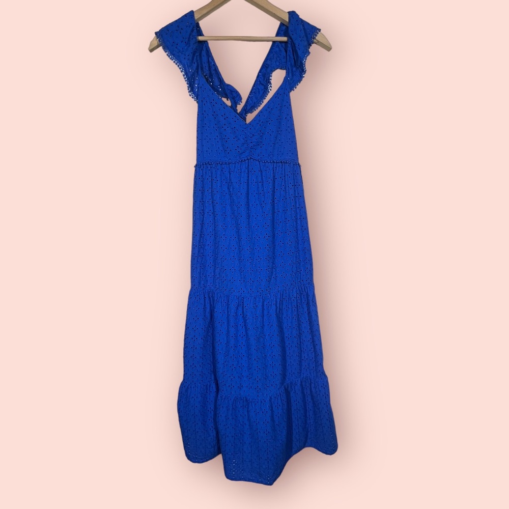 Zara Blue Eyelet Summer Midi Dress - XS - Picture 3 of 6